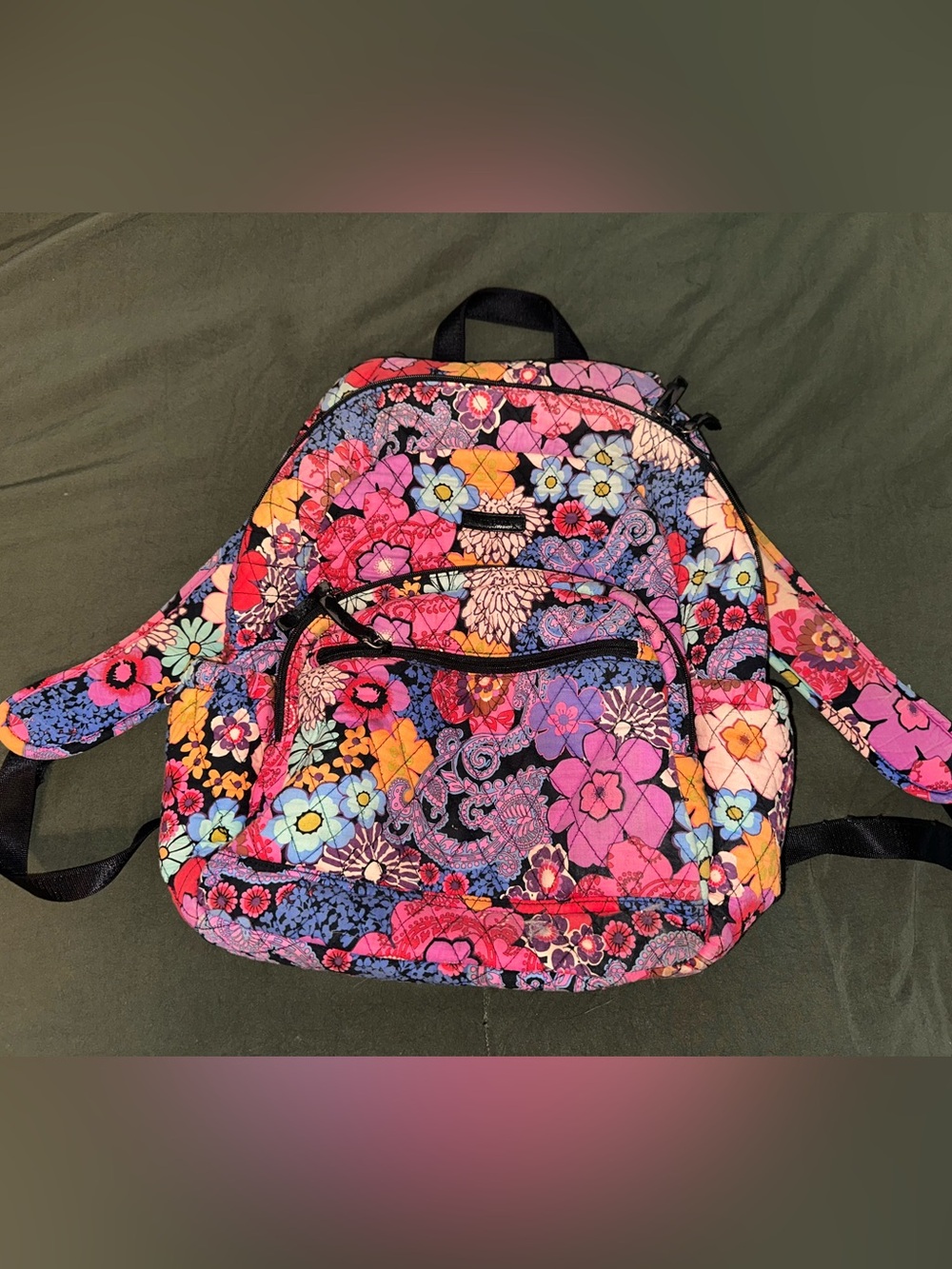 Vera Bradley Pink Multi Quilted Floral Backpack